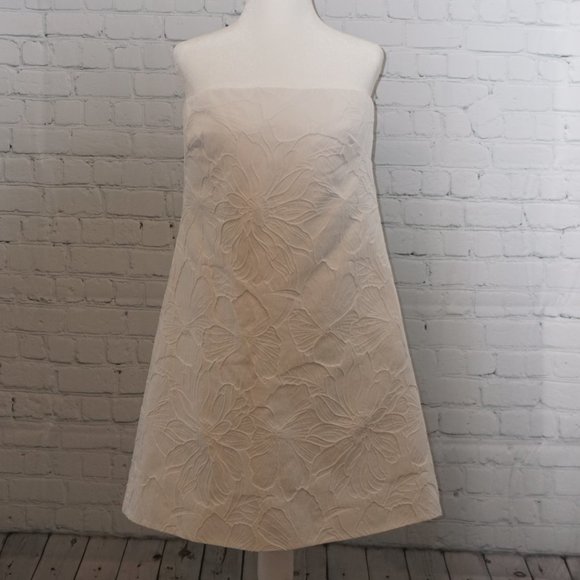 J Crew Strapless White Floral Dress - Picture 1 of 3